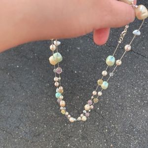 Silver and Pearl Crystal Necklace